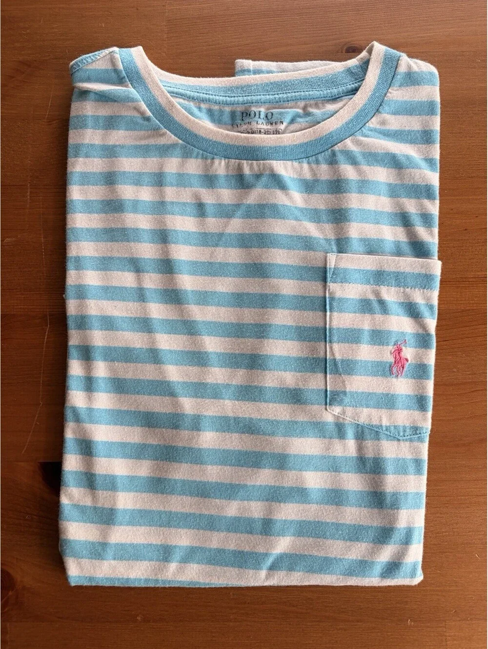 Polo Ralph Lauren Boys XL (18-20) Short Sleeve T-Shirt Blue Stripes